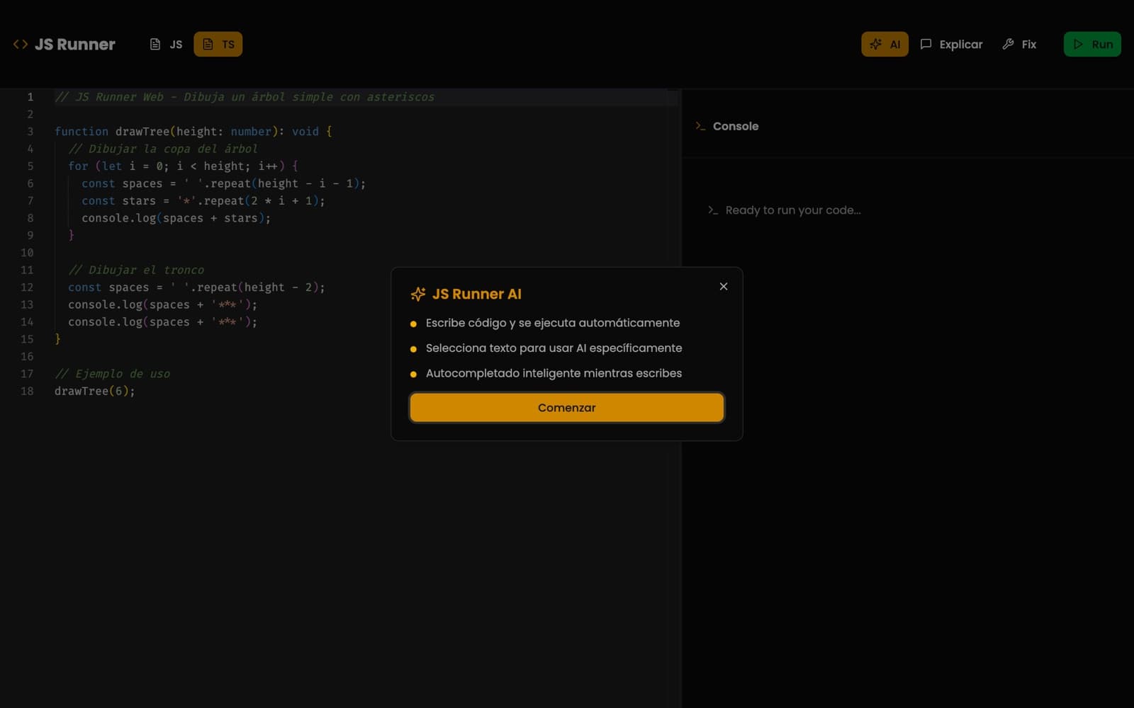 JS Playground screenshot